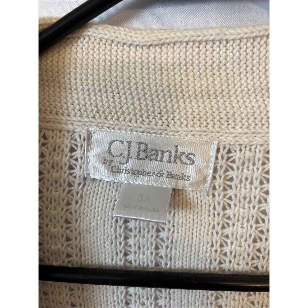 CJ Banks Women's Open Front Cardigan Sweater Cable-Knit Size 3X Ivory - Picture 2 of 7